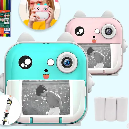 Câmera Imprime Instantânea Infantil Divertida Jogo + Kit