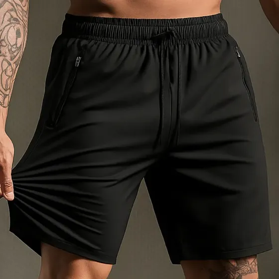 Kit Com 2 Shorts Academia Masculino Poliamida Bolso Ziper