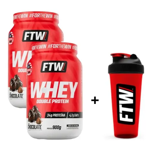Kit 2 Whey Double Protein Ftw 900g Suplemento+1 Coqueteleira