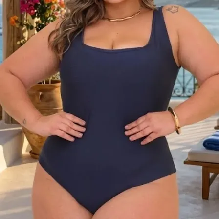 Body Maiô Plus Size Regata Decotado Modelador Suplex Premium