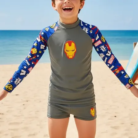 Sunga Boxer Infantil + Camisa Proteção Solar Uv 50 Natação