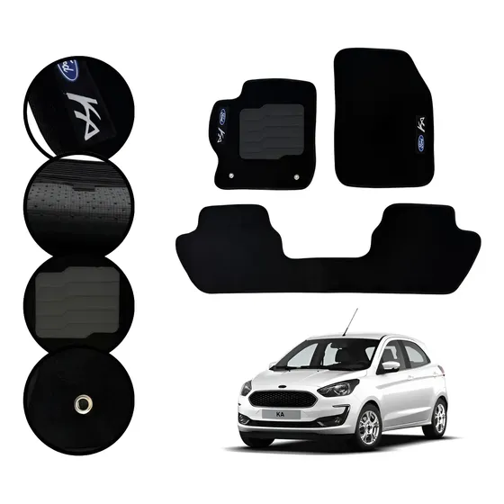 Tapete Carpete Premium Carro Para Ford Ka Inteiriço Bordado