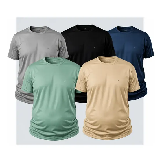 Kit 5 Camisetas Básicas Masculina Dry Fit Tradicional Uv 50