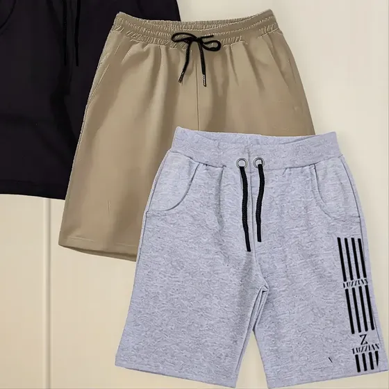 Kit 3 Bermuda Moletom Juvenil Marca Luzzian