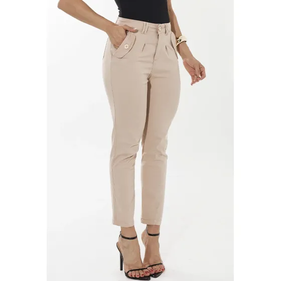 Calça Feminina Mom Modeladora Cós Alto Com Elastano Premium