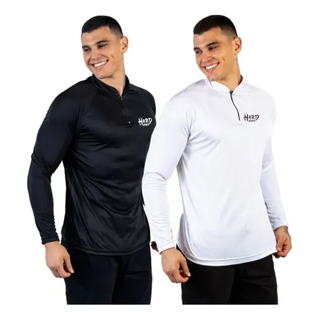 Kit 2 Camisas Manga Longa Uv50+ Dryfit Com Zíper Esportiva