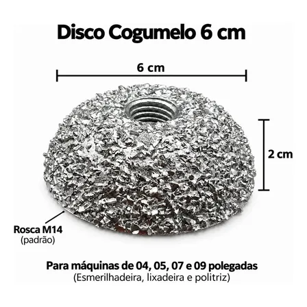 Disco Cogumelo 6 Cm Rosca M14 - Cupins De Aço