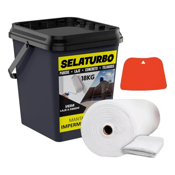 Kit Bidim 30m2 + Balde Manta Liquida 18kg Contra Goteira