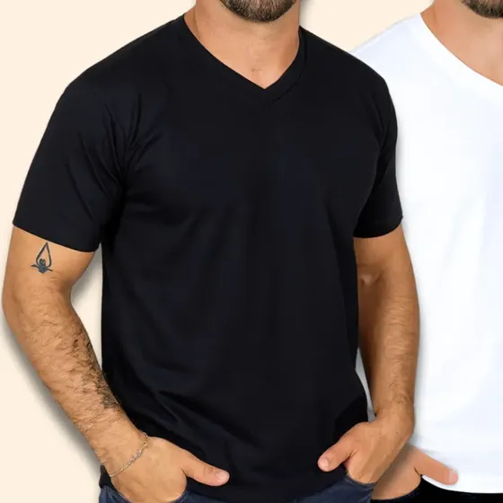 Kit 2 Camisetas Básicas Algodão Egípcio Gola V 5254-k2