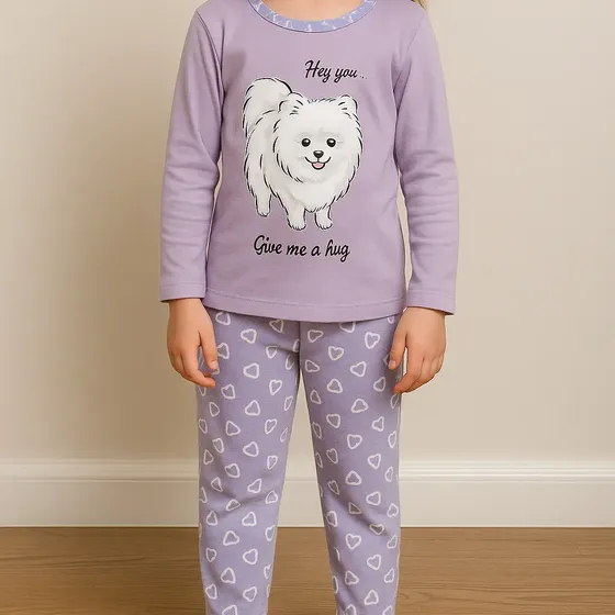 Pijama Infantil Estampado Longo Meninas Inverno Confortável