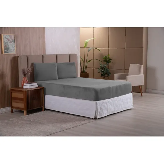 Kit Jogo De Lençol Mantinha Plush Soft 3 Peças Queen Macio