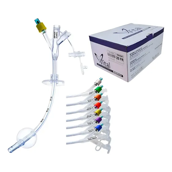 Sonda Gastrostomia Silicone C/ Balão 12-14-16-18-20-22-24 Fr