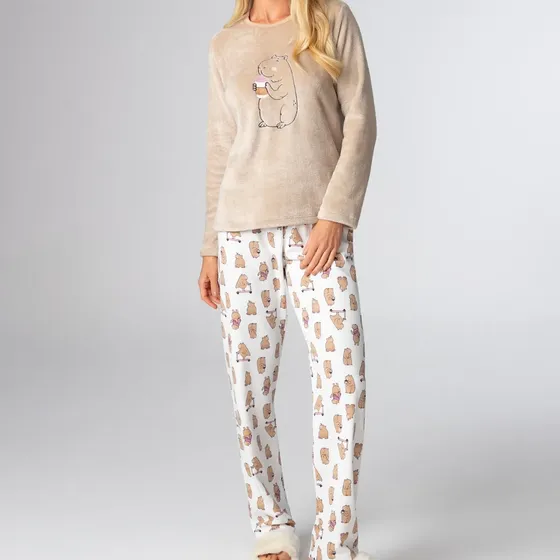 Pijama Feminino Inverno Blusa Fleece Confortável Flanelado