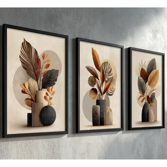 Quadros Decorativos Quarto Sala Cozinha Vaso Plantas Moldura