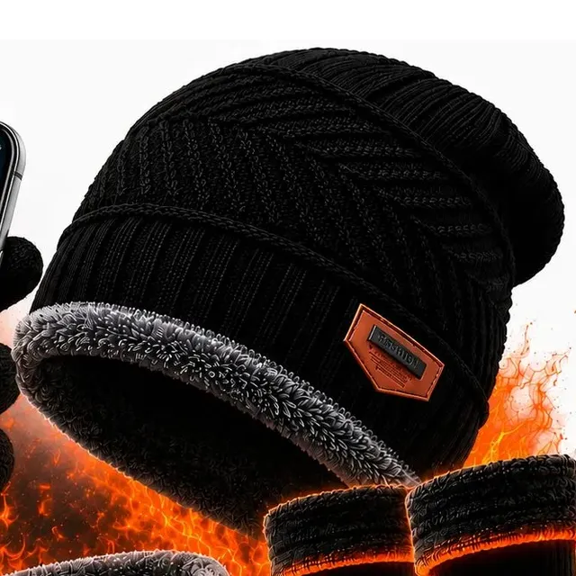 Kit De Frio Touca Gorro Luva Cachecol Meia Térmica Quente Preto Un Liso