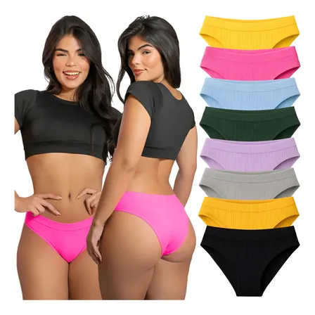 Kit 10 Calcinhas Tanga Canelada Básica
