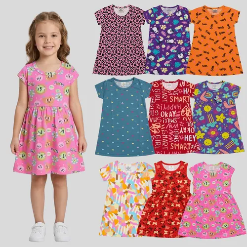 Kit 10 Peças Vestido Menina Infantil Estampas Diversas