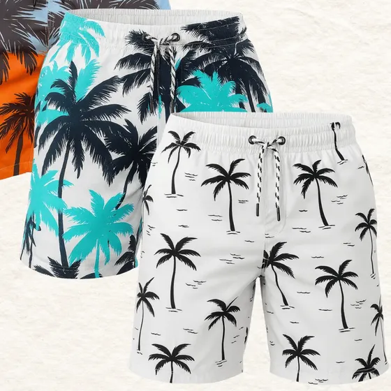 Kit 3 Short Masculino Tactel Estampado Bolso Moda Praia 2026