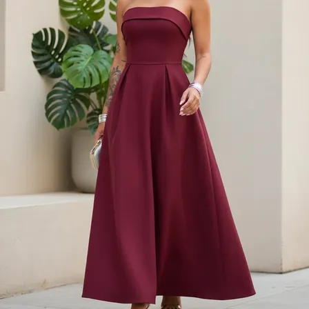 Vestido Longo Feminino Tomara Que Caia Alfaiataria