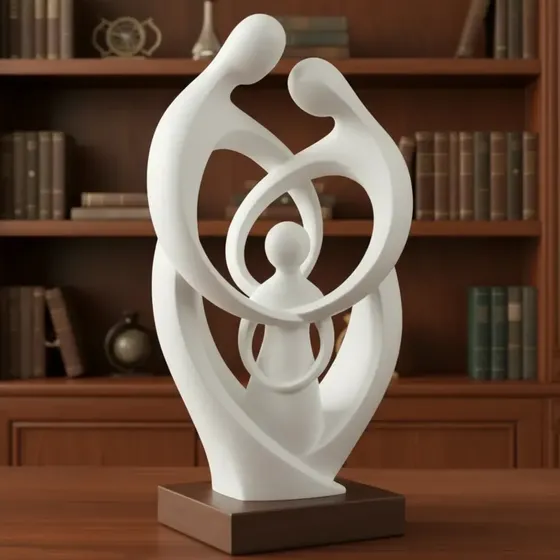 Escultura Família Sagrada Minimalista Elegância E Amor