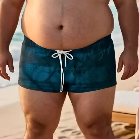 Sunga Plus Size Masculina Adulto Forrado Praia Verde Floral