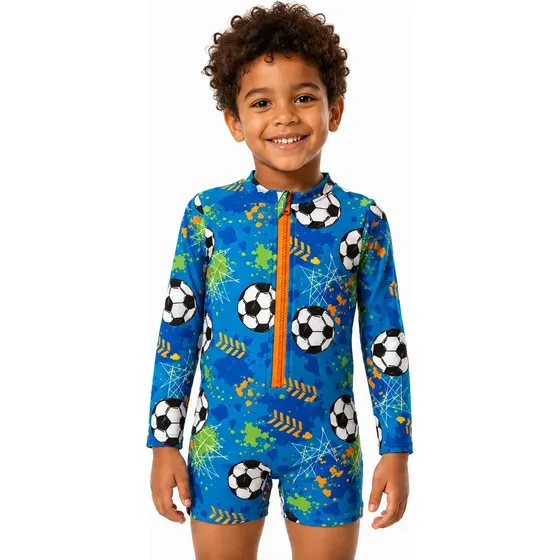 Macaquinho Infantil Menino Prot - Uv 50+ Estampado Com Zíper