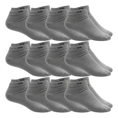 Kit 12 Pares De Meia Algodão Lisa Cano Curto Casual G 39/43