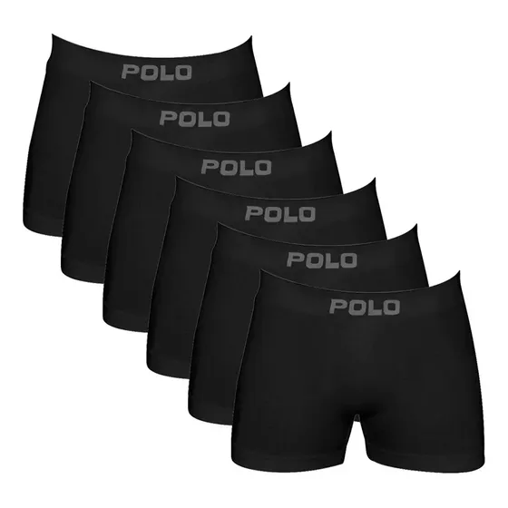 Kit 6 Cuecas Boxer Polostar 781 Algodão Sem Costura Sortido
