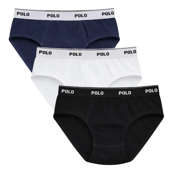 Kit 3 Cuecas Slip Adulto Polo Star Cotton 100% Algodão