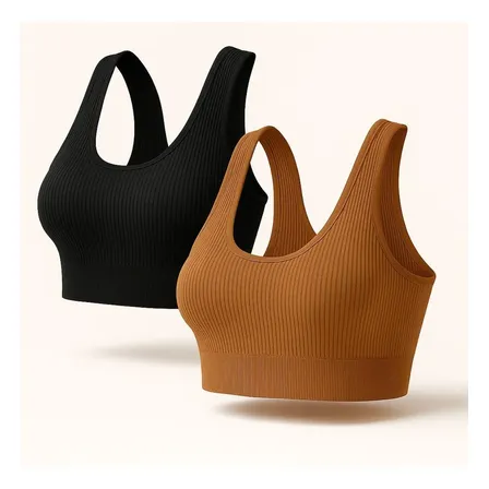 Kit 2 Top Cropped Canelado Com Bojo Removível Conforto