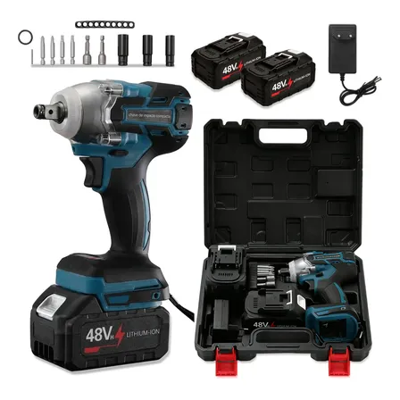 Chave De Impacto 48v Dupla Bateria Kit Com Maleta Sem Fio