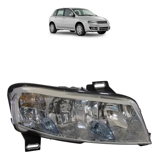 Farol Fiat Stilo 2008 2007 2006 2005 04 03 Máscara Cromada