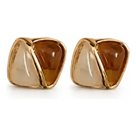 Brinco Resina Dourado 14mm Feminino Minimalista Moderno