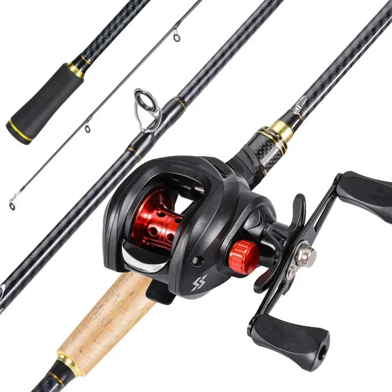 Kit De Pesca Carretilha 7,2:1 + Vara 5-10lbs 1,80m Carbono