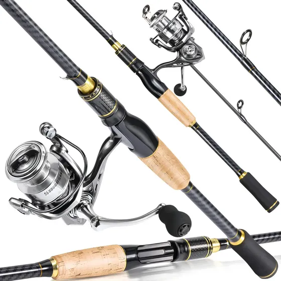 Kit Pesca Carbono Vara 1,80m + Molinete Alumínio 1000-4000