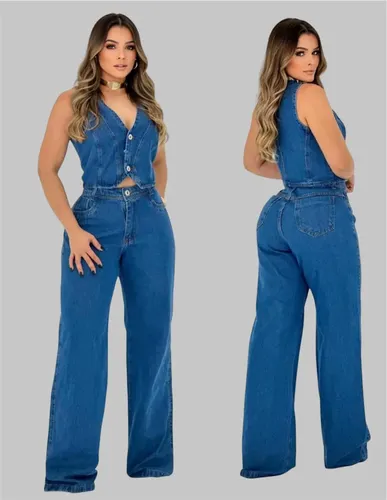 C.c E Pantalona Jeans Store Feminino Wide Leg Virginia