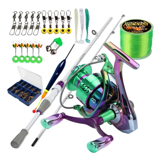 Kit Pesca Completo Molinete 10 Rolamento Com Vara Acessórios