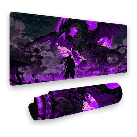 Mouse Pad Gamer Profissional Dragão Samurai Premium 70x30