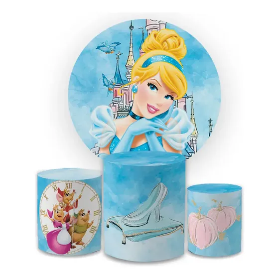 Capa Painel Princesa Filme Cinderela + Trio Cilindro Desenho