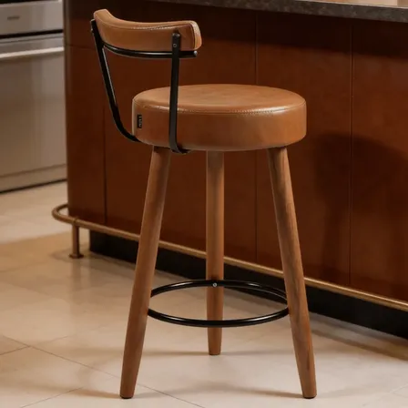 Banqueta Alta 60cm Corino C/ Encosto Retrô Cozinha Gourmet