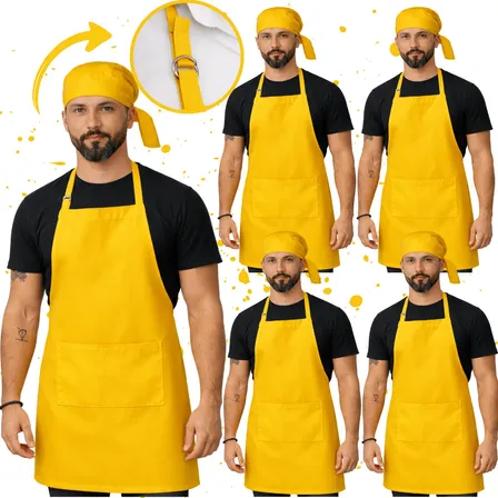 5 Avental Com Bolso 5 Touca Cozinha Garçom Oxford Restaurant