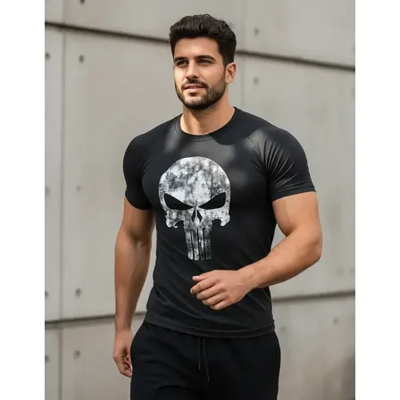 Camisa Compressão Masculina Justiceiro Protecao Uv Dryfit