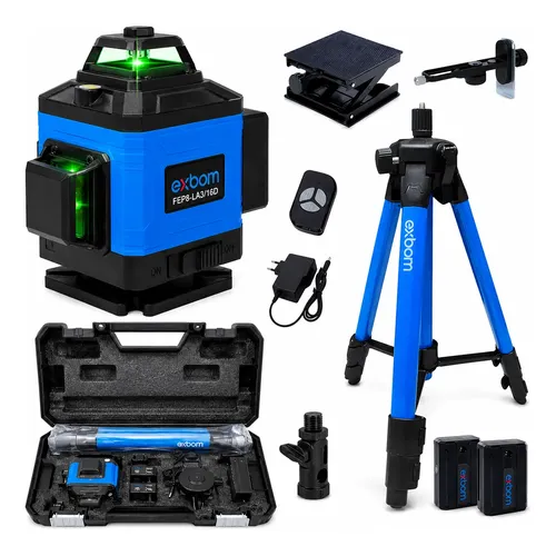 Nível Laser 4d 16 Linhas 360° Com Tripé Maleta E 2 Baterias