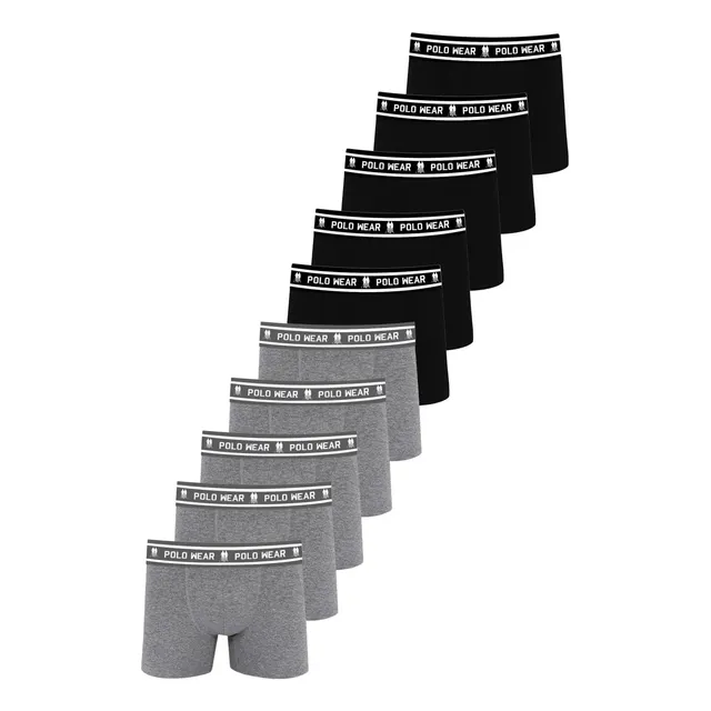 Kit 10 Cuecas Boxer Algodão Polo Wear Sortido