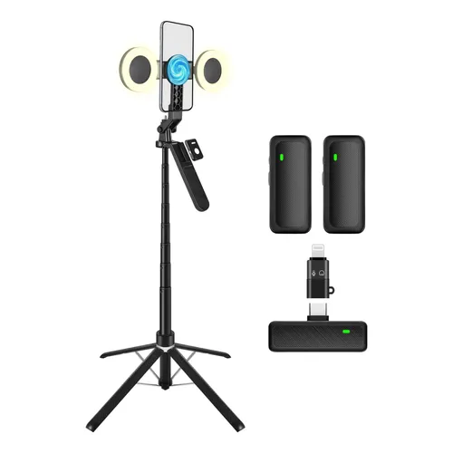 Kit Vlogging Vlogara 3 Em 1 Tripé 180 Cm Com Microfone