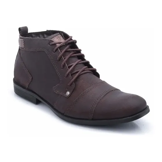 Bota Masculina Casual 100% Couro Cano Baixo Bergally