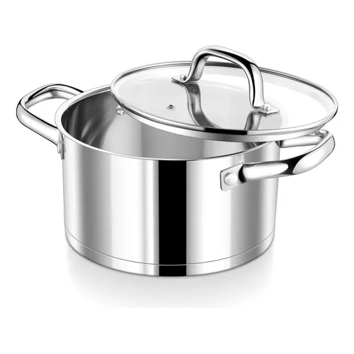 Panela De Estoque P&p Chef 5l De Aço Inoxidável Com Tampa