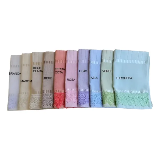 Kit 10 Toalha Lavabo Bordar Bella Dohler Renda Guipir