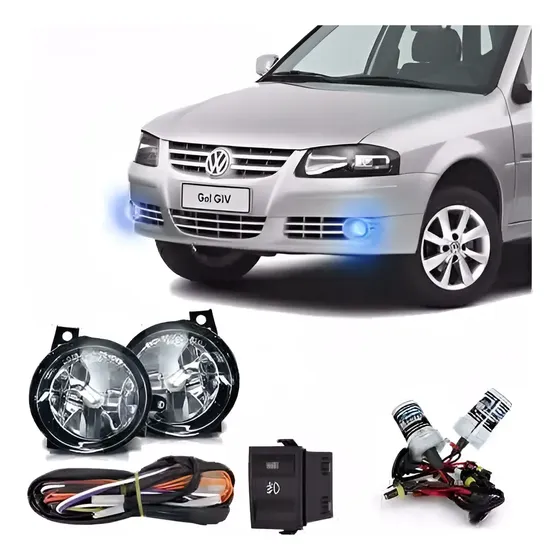 Kit Farol Milha Gol G4 Saveiro Parati Botão Original + Xenon