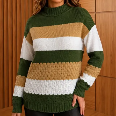Blusa De Frio Feminina Tricô Manga Longa Inverno 2026